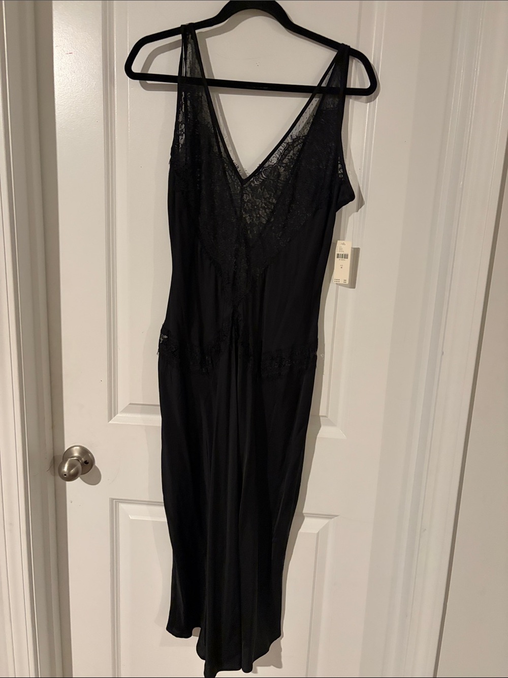 Anthropologie Black Lace-Trim Slip Dress